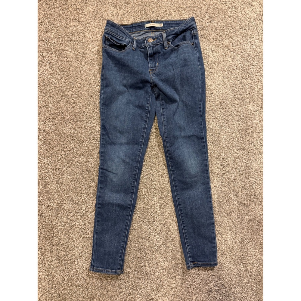 Levis 711 Skinny‎ Jeans Women 25 Blue Denim Mid Rise Stretch Dark Wash Denim